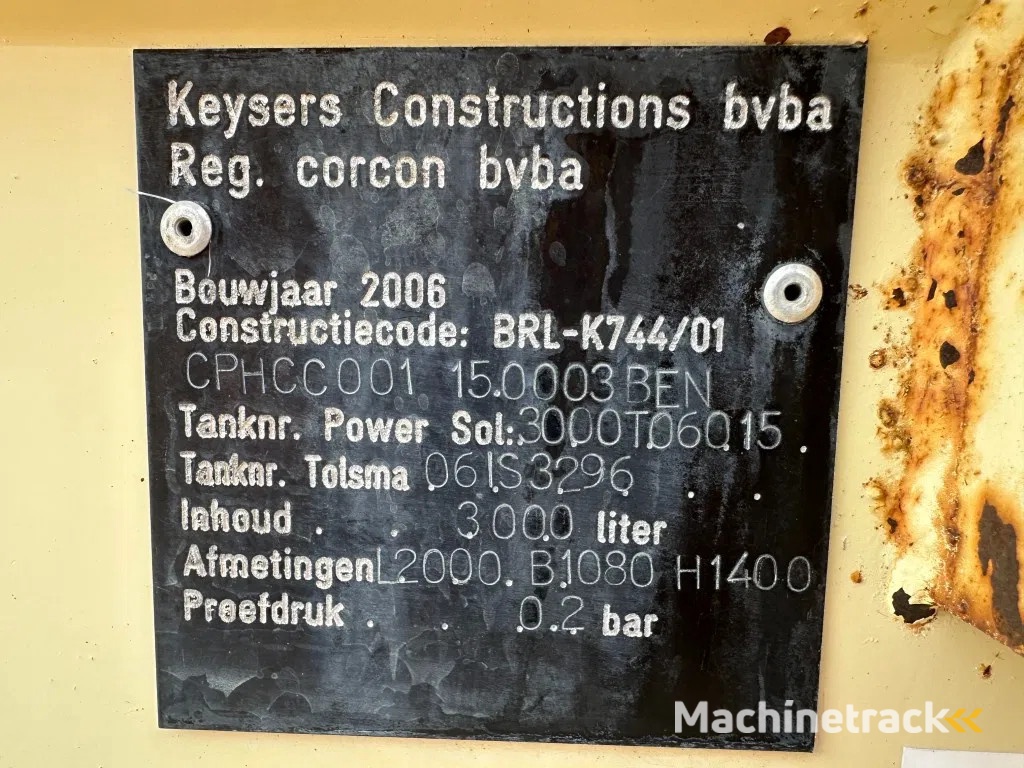 Tolsma Kiwa IBC 3000 liter Dieseltank Milieutank