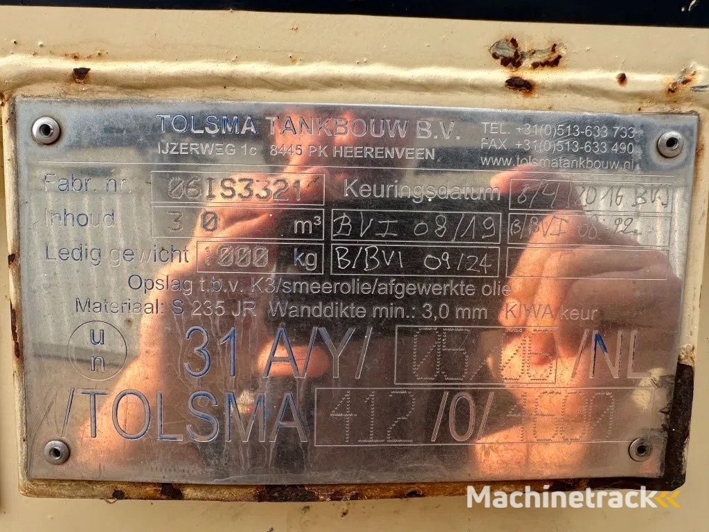 Tolsma Kiwa IBC 3000 liter Dieseltank Milieutank