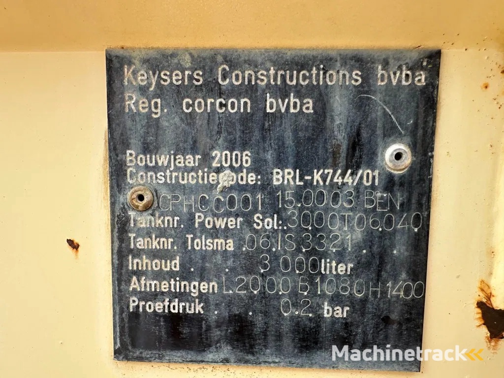 Tolsma Kiwa IBC 3000 liter Dieseltank Milieutank