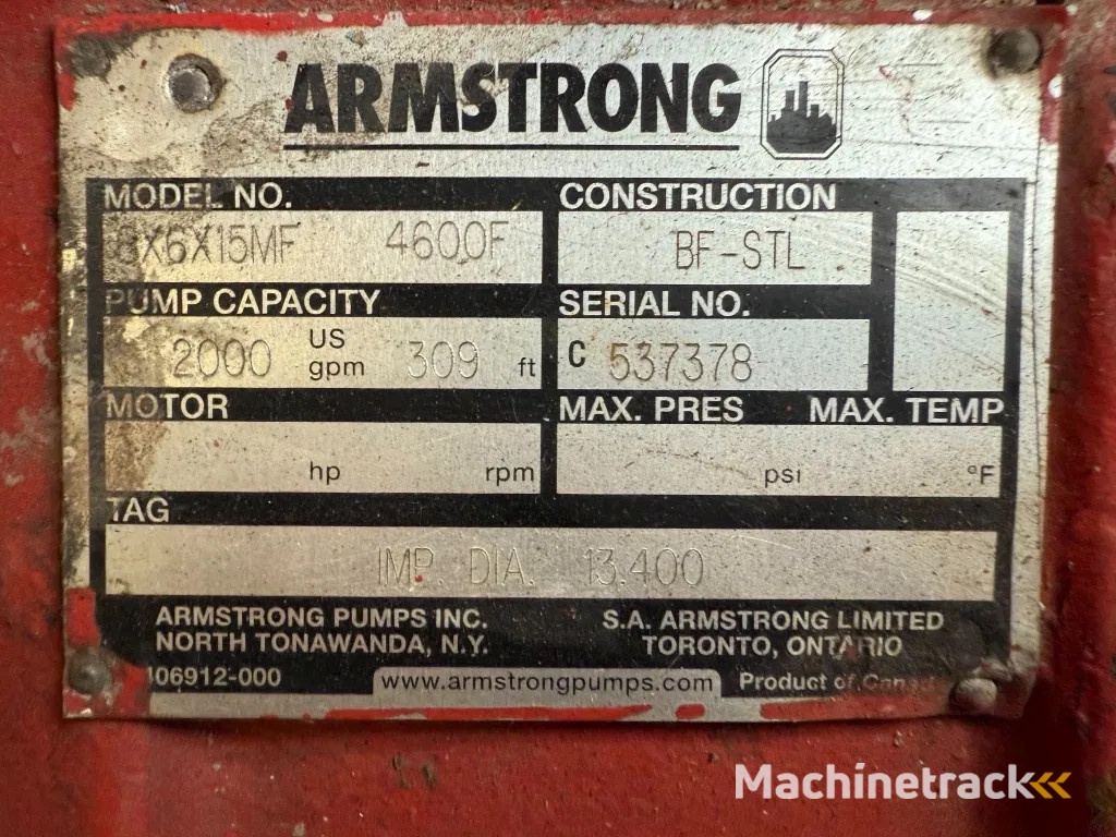 Iveco 8061 SRI 41.00 Armstrong Diesel Waterpomp 454 m3 / h 11 Bar 225 hours !