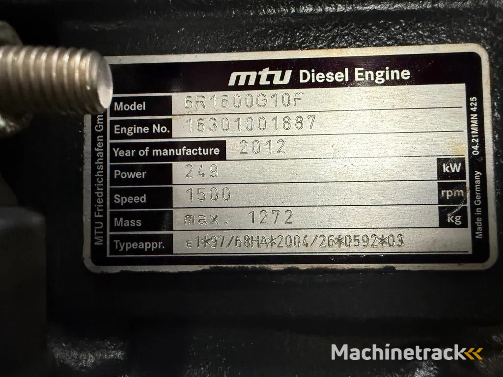 MTU 6R1600 G10F Himoinsa Mecc Alte Spa 330 kVA Silent generatorset