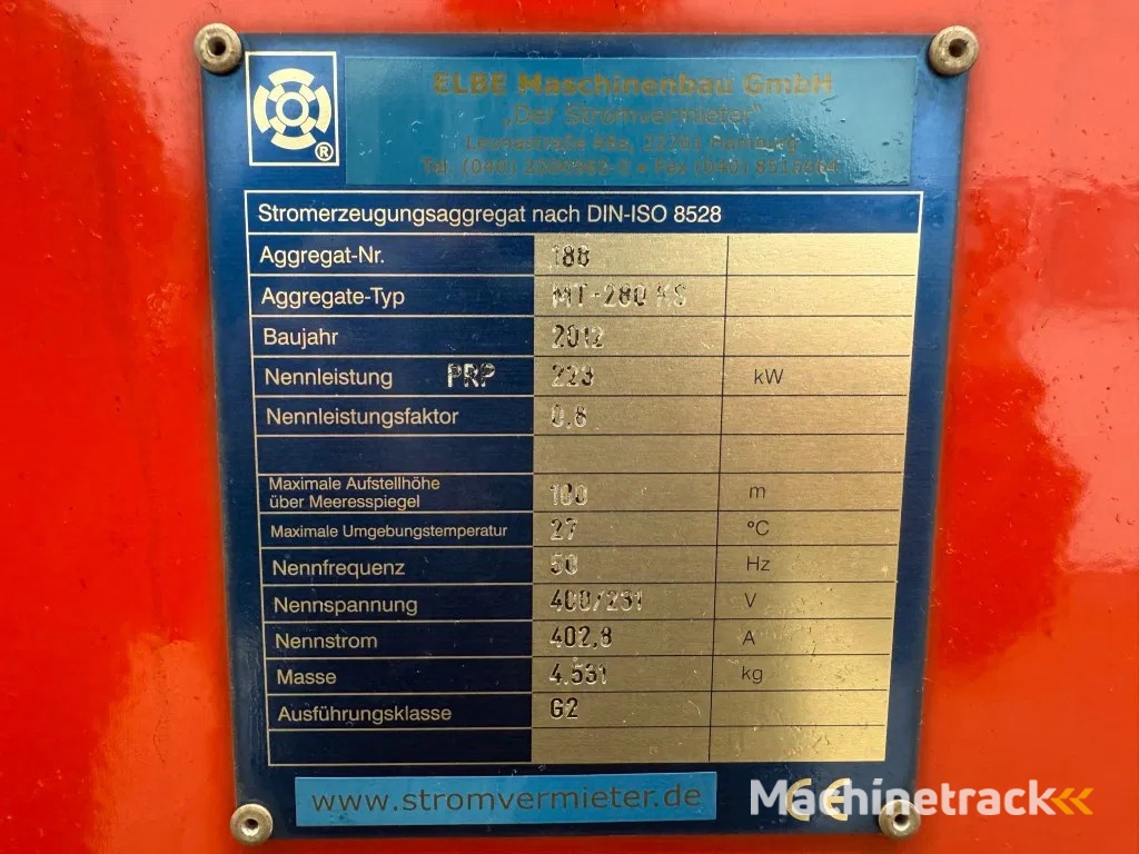 MTU 6R1600 G10F Himoinsa Mecc Alte Spa 330 kVA Silent generatorset