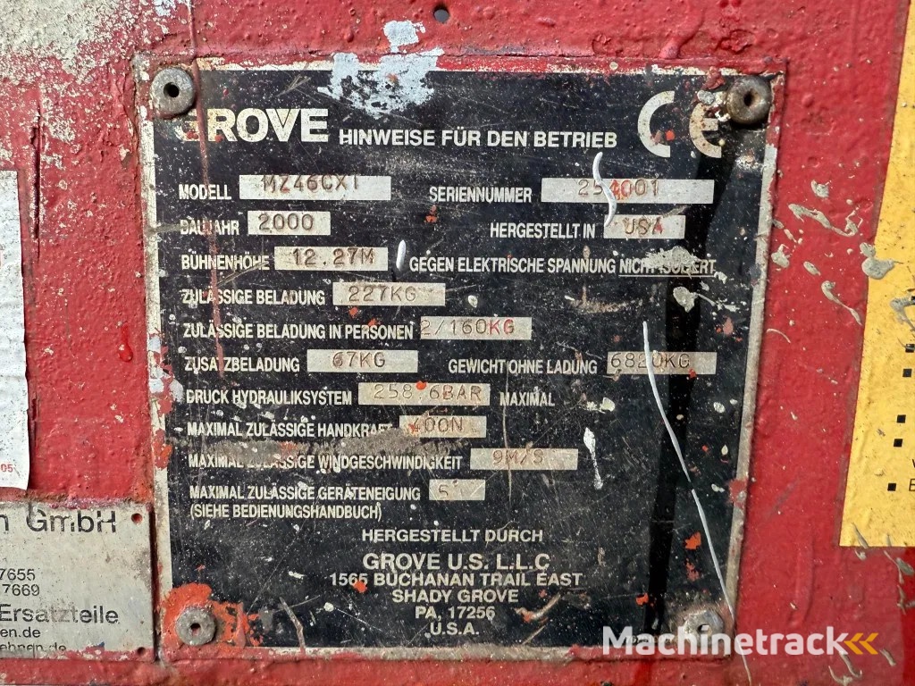 Grove MZ46 CXT 14 meter Deutz Diesel Telescoop Hoogwerker 4 x 4