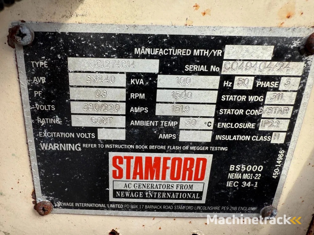 Deutz BF4M 1013 EC Stamford 100 kVA Silent generatorset