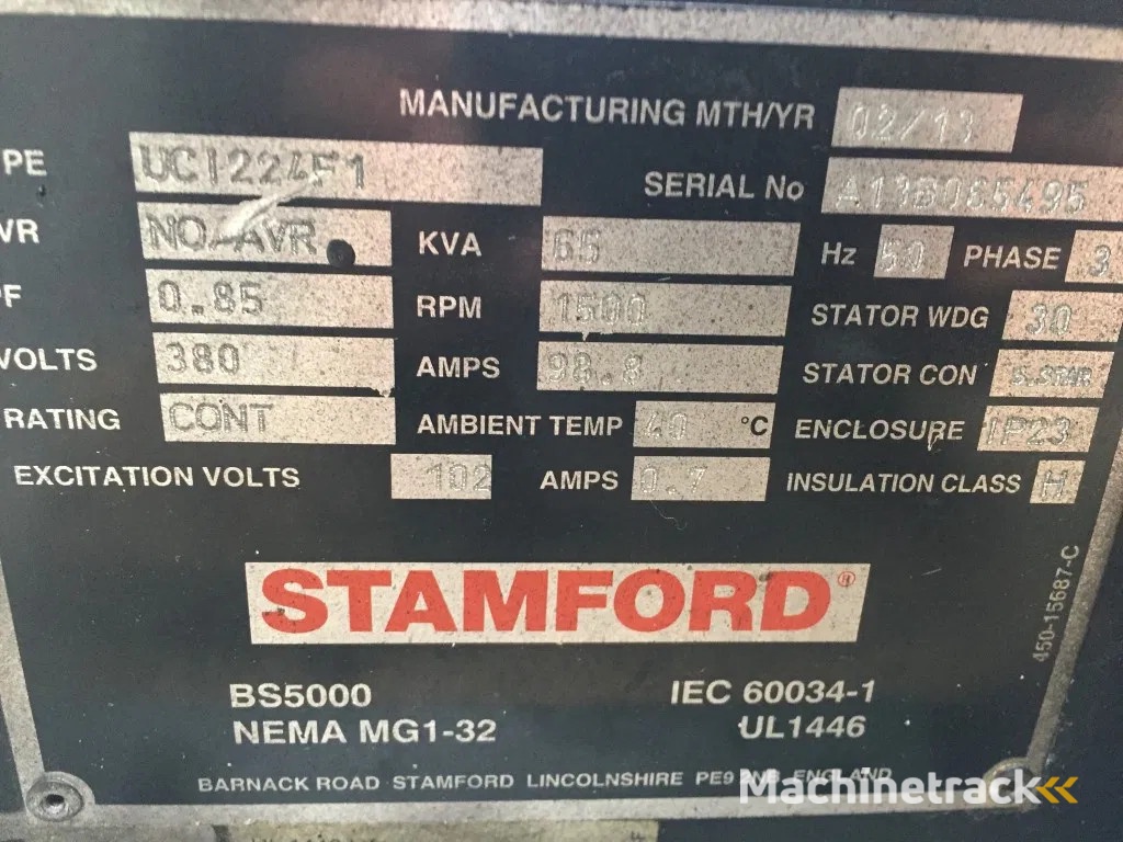 John Deere 4045 TFU 70 Stamford 65 kVA generatorset