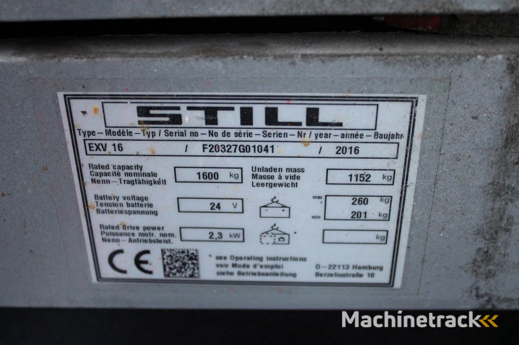 Still exv16 stapelaar nieuwe accu elektrische triplex freelift