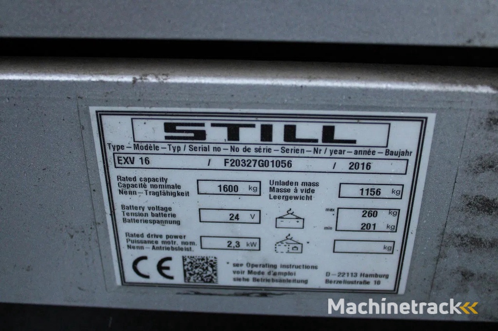 Still exv16 stapelaar nieuwe accu elektrische triplex freelift