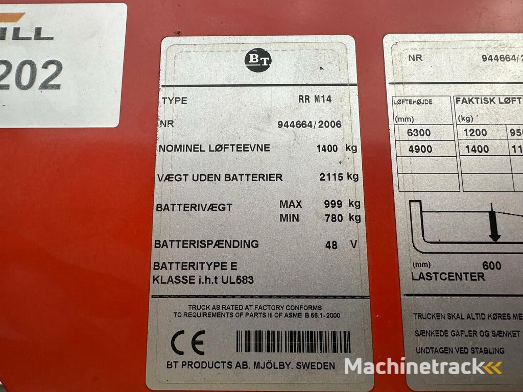 VS-22457 Reachtruck BT RRM14 Freelift 6300mm Sideshift