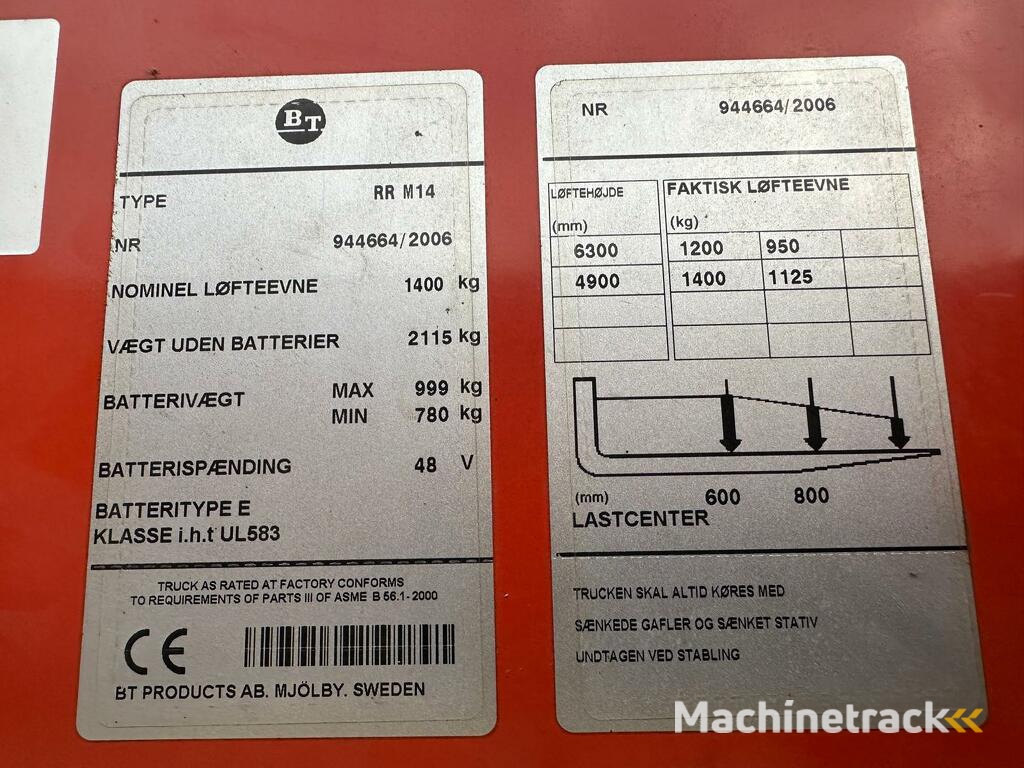 VS-22457 Reachtruck BT RRM14 Freelift 6300mm Sideshift