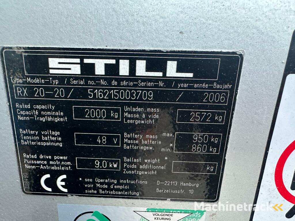 VS-22502 Elektrische triplex heftruck Still RX20-20 Sideshift freelift