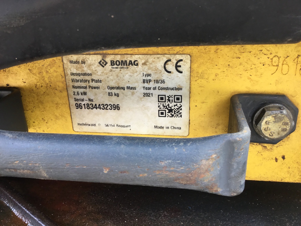 Gebruikte trilplaat Bomag BVP 10/36 (2021, zonder watertank)