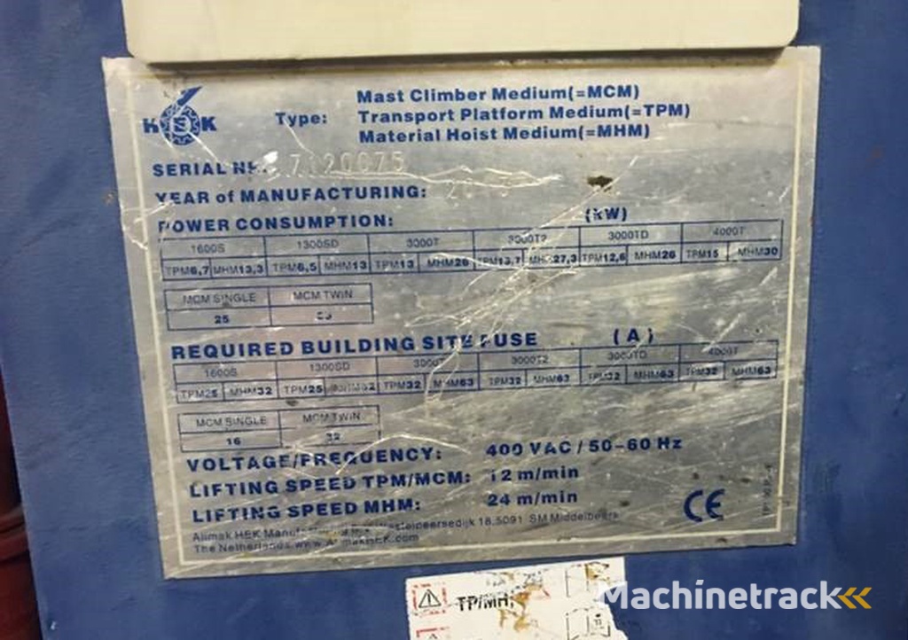 Hek Bouwlift TPM1300SD