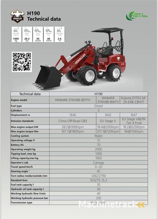 Heracles H190 PRO mini shovel NIEUW