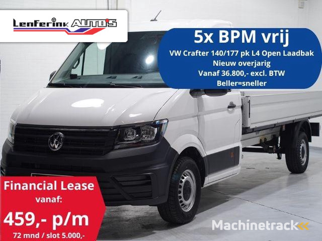 Volkswagen Crafter 2.0 TDI 140 pk L4 Pick Up / Open Laadbak Airco Cruise Control, 3-Zits, LxBxH 430x203x40 cm