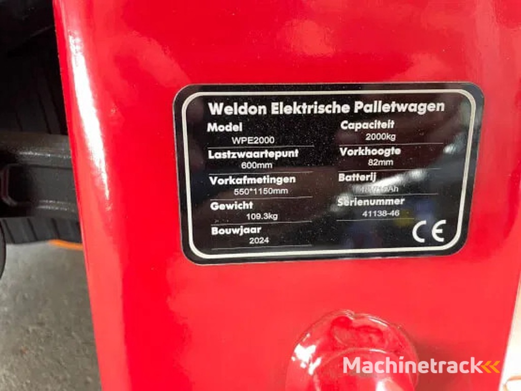 Weldon WPE2000 electrische palletwagen lithium