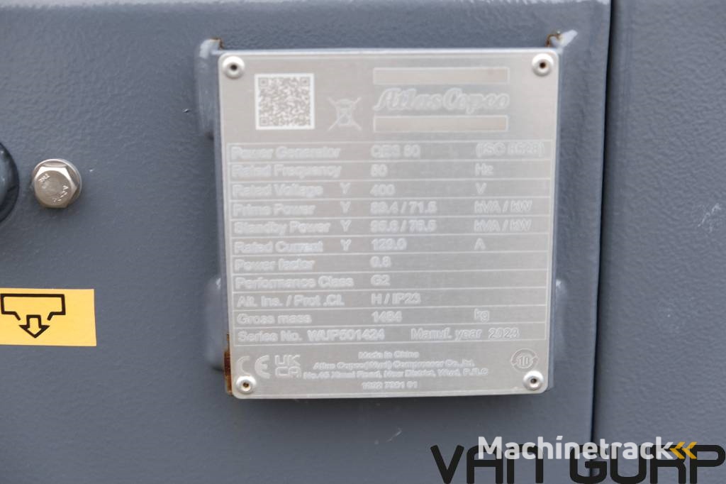 Atlas Copco QES80 Diesel  NEW generator 90KVA 400V 50Hz