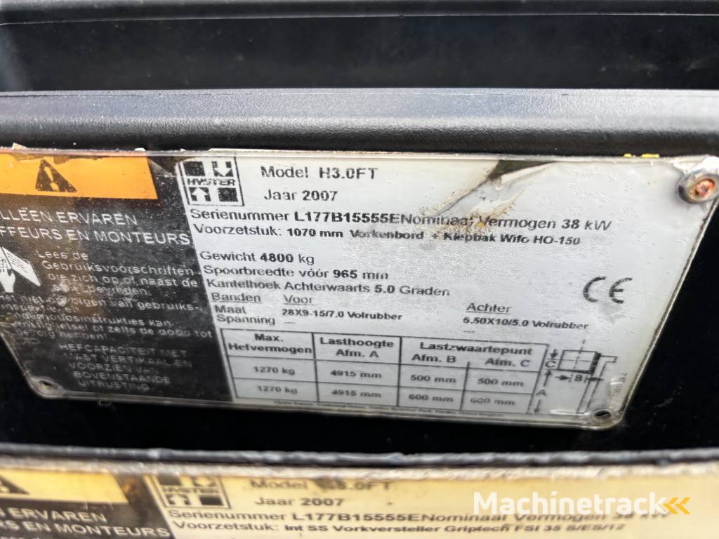 Hyster H3.0FT LPG 3000 KG heftruck