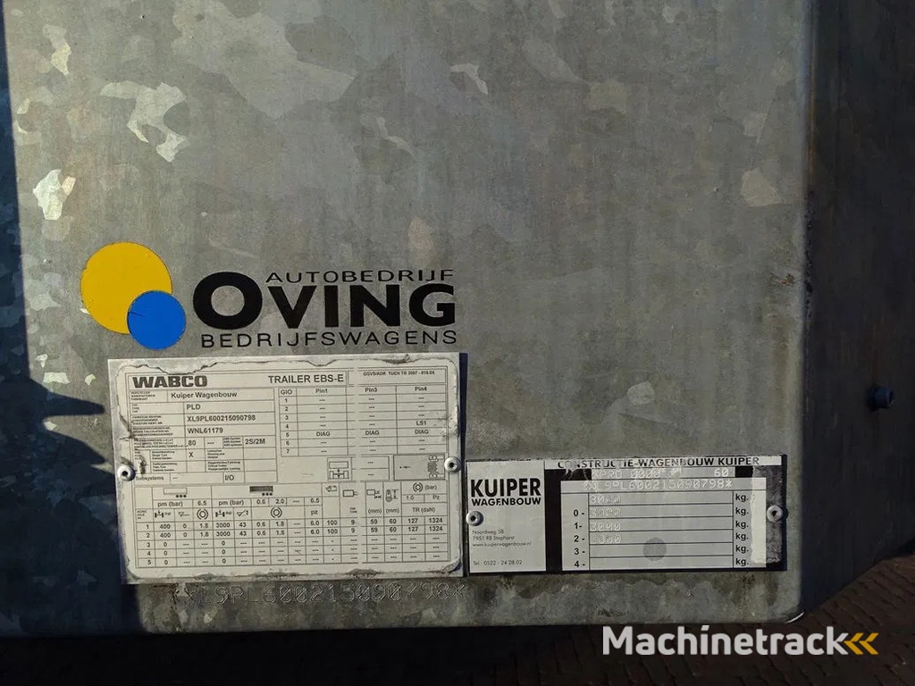 kuiper 8 Tons Be Oplegger 670x195 laadvloerhoogte 50 cm