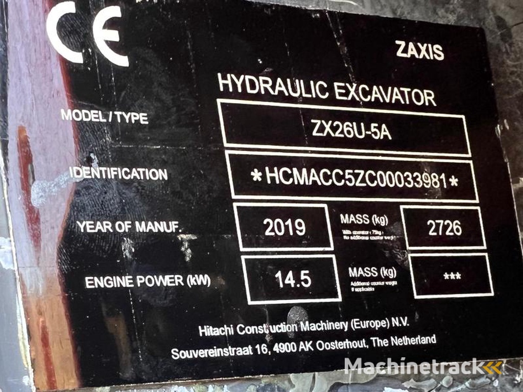 Hitachi ZX26U-5A-MINI-PELLE-2,7T