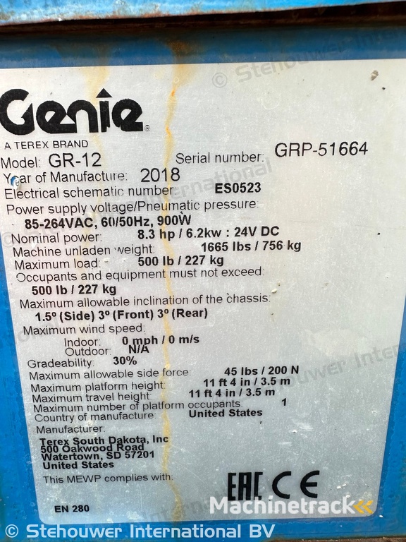 Genie GR12 mast hoogwerker masthoogwerker GRC12