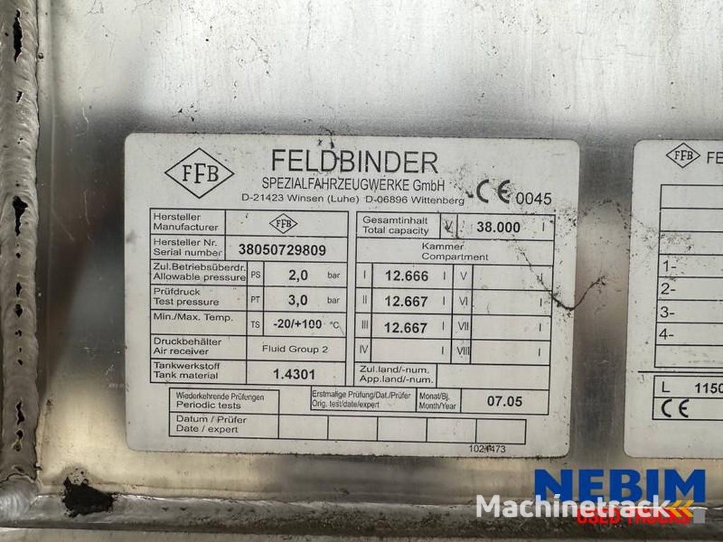 Feldbinder TSA-38.3-38.000Ltr-CIP-LINES