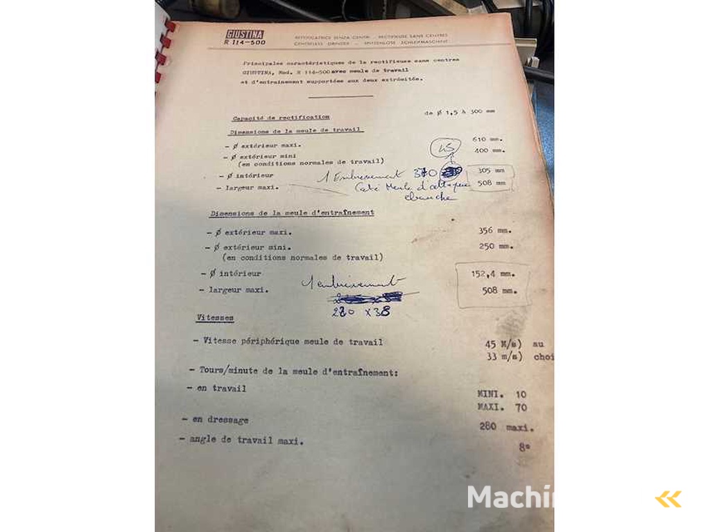 GIUSTINA 114/500 Centerloze slijpmachine