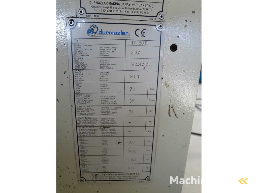 DURMA IW 80 D Lochstanze
