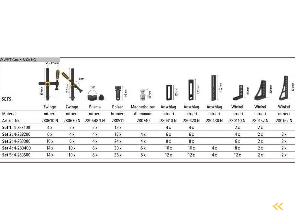 SIEGMUND SET 4 welding table accessories