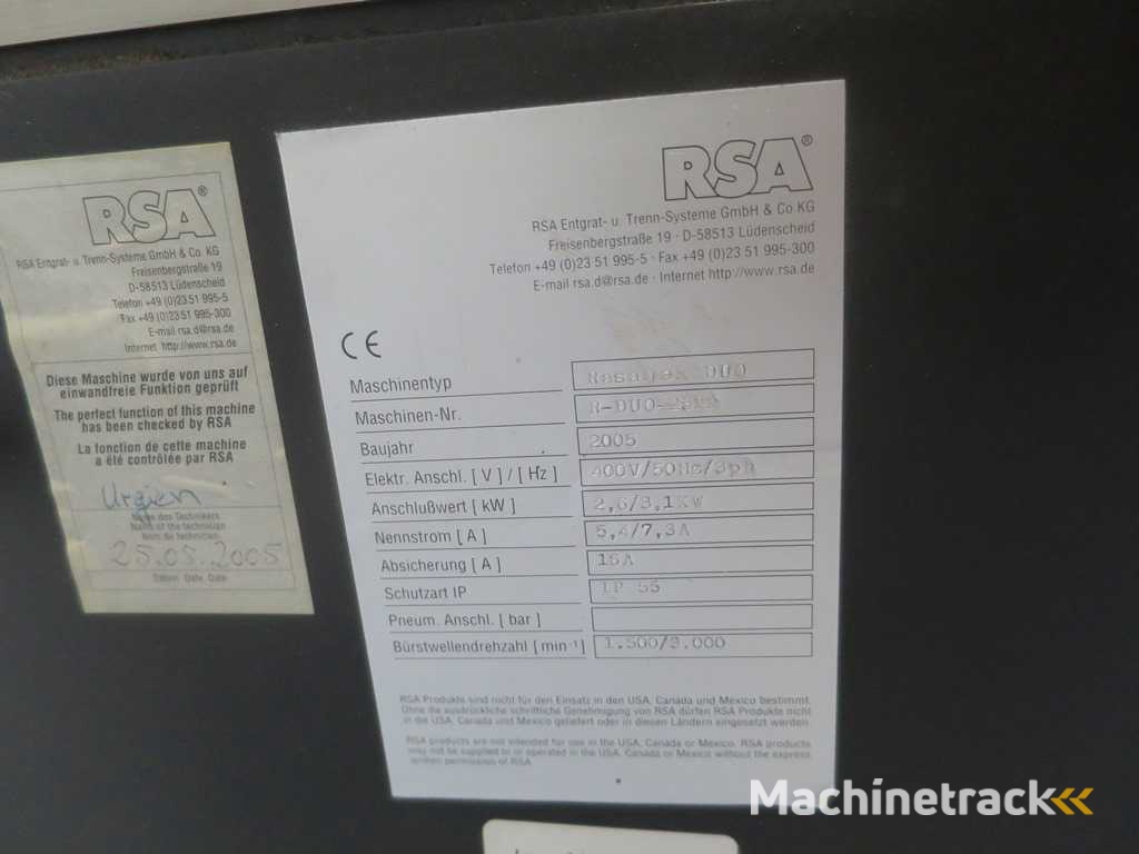 RSA RASAMAX DUO Sheet Metal Deburring Machine