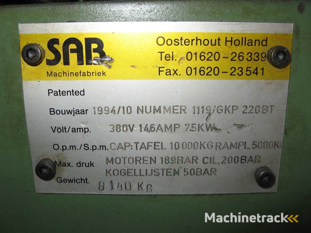 SAB - GKP220BT - Test press to check templates - 1994