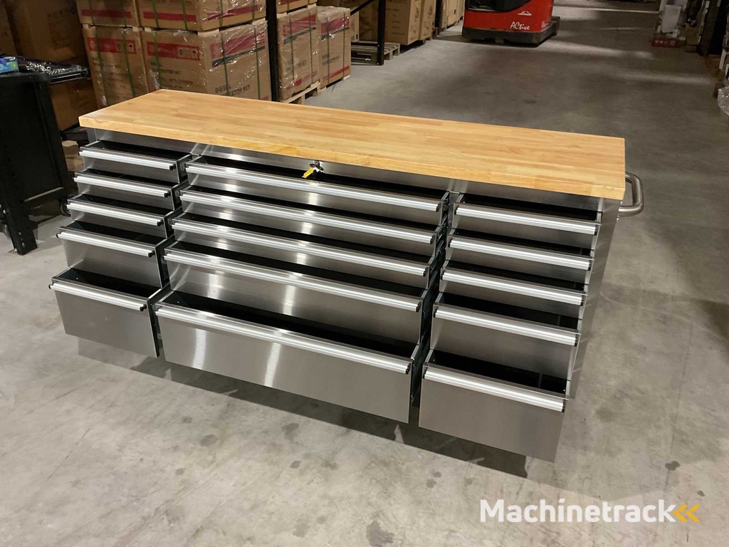 2025 Stahlworks Deluxe RVS 72 inch 15 laden Werkbank