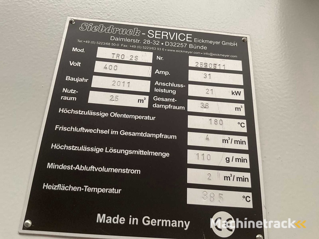 2011 Siebdruck TRO 2S Trocken- und Brennofen