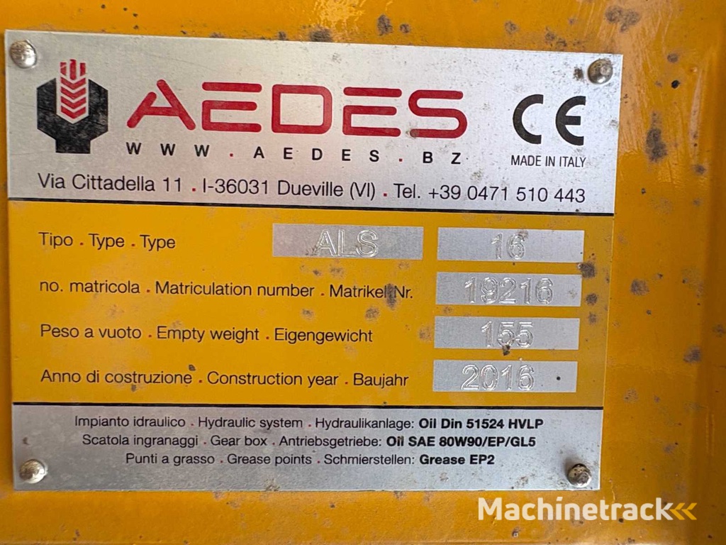 AEDES ALS 16 Sneeuwploeg aan de achterzijde