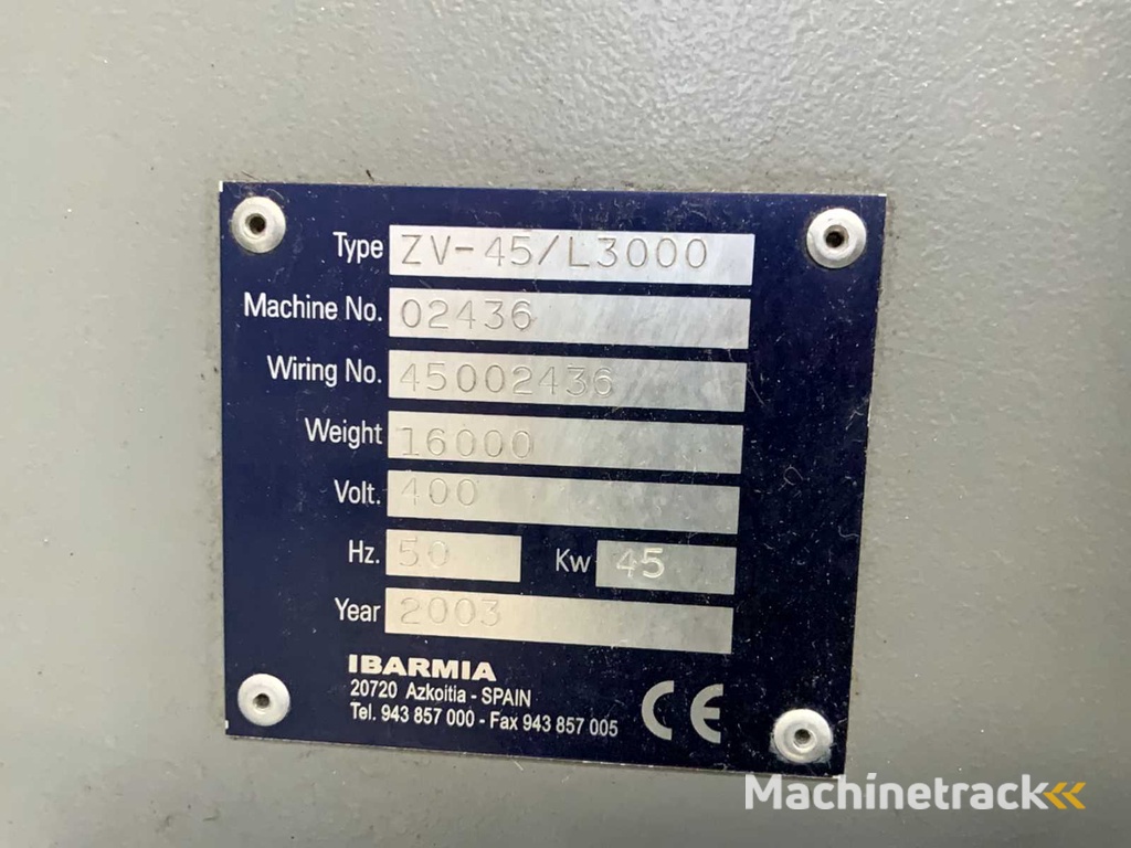2003 Ibarmia ZV 45 L3000 CNC-Vertikalfräsmaschine