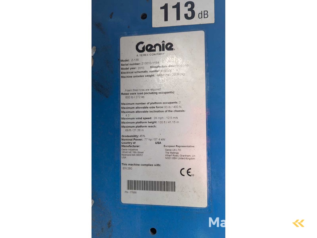 Terex - Z135 - Aerial Work Platforms (NO. 69164) - 2010