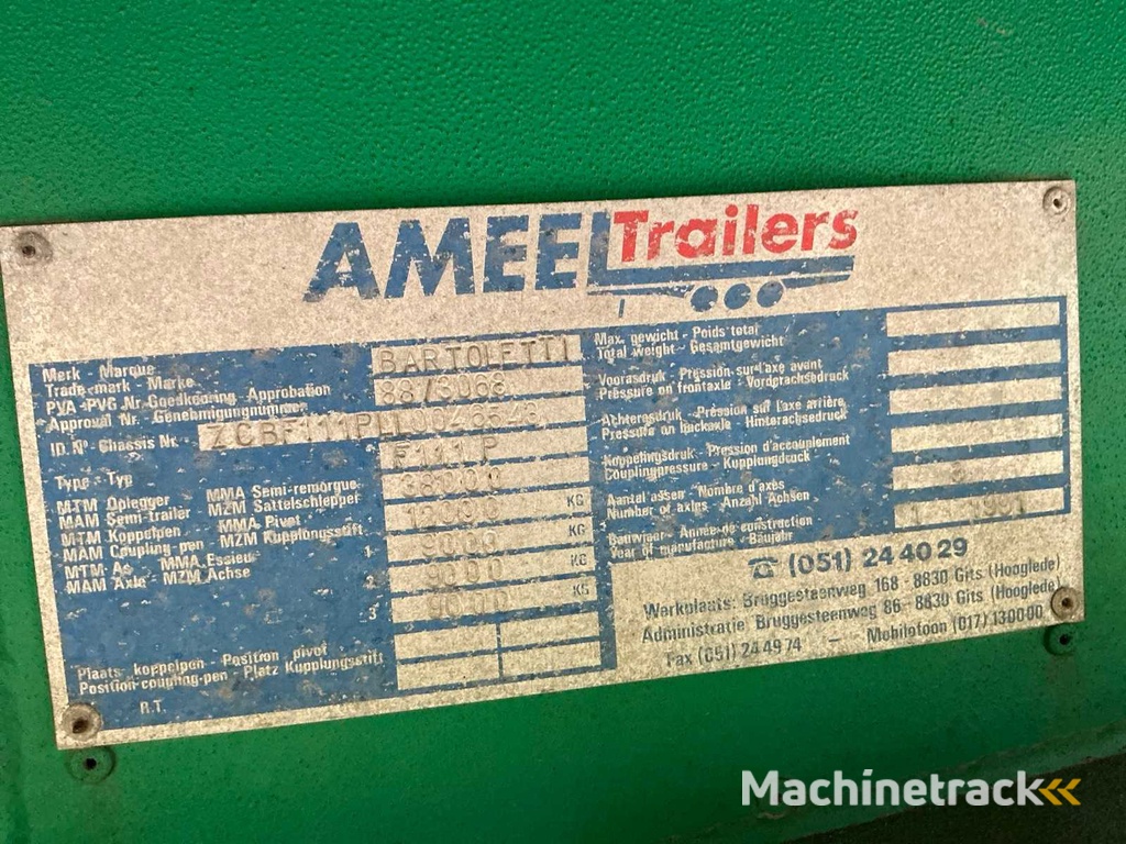 Bartoletti F111P Schuifzeil oplegger