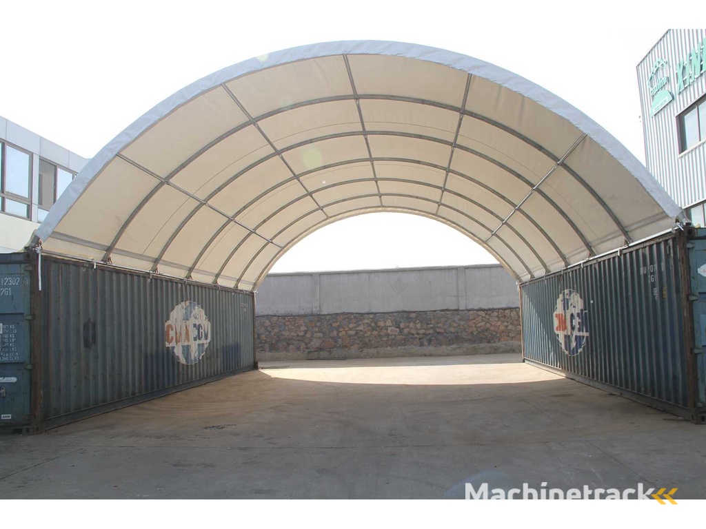 Field Containeroverkapping / opslagshelter tussen 2 containers 6,00 x 10,00 x 3,60 meter / C33-20WB