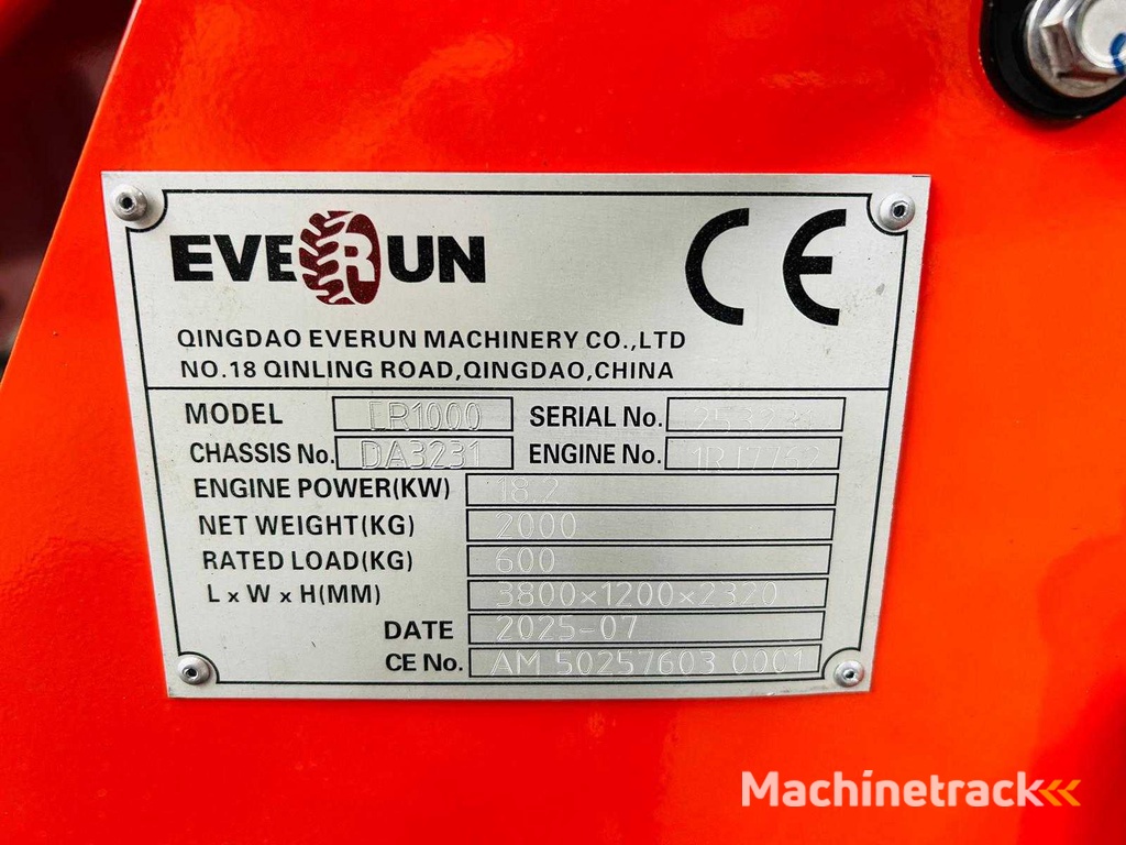 Everun - 2025 - ER1000 - Telescopische knikwiellader Kubota Euro5
