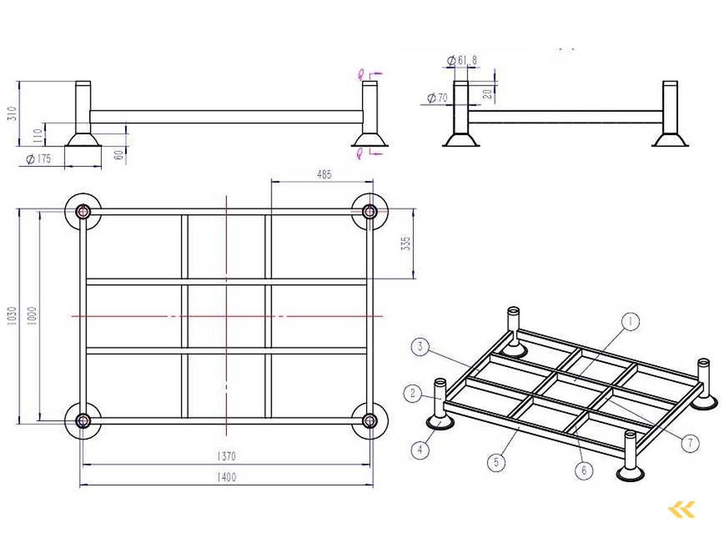 Stapeljuk 1400x1030mm 1500kg (5x)