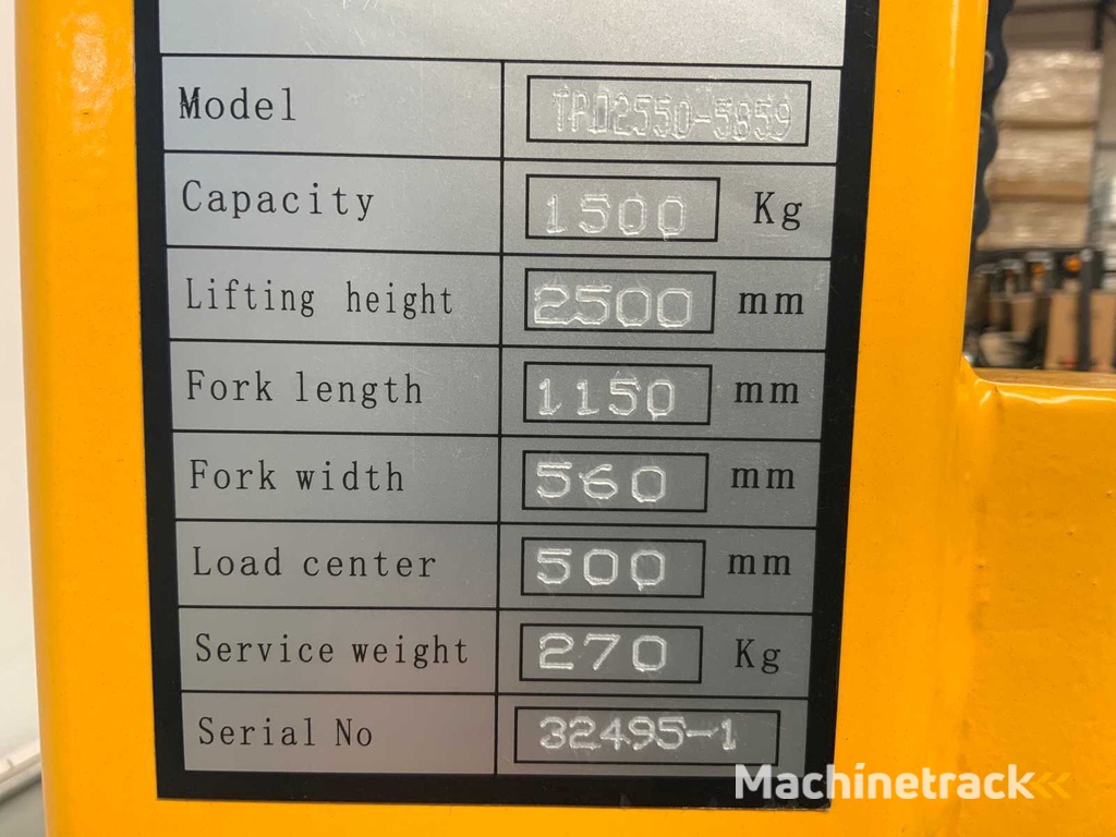 RTE 5859 Manuele stapelaar 1.5T 2.5M dubbele ketting