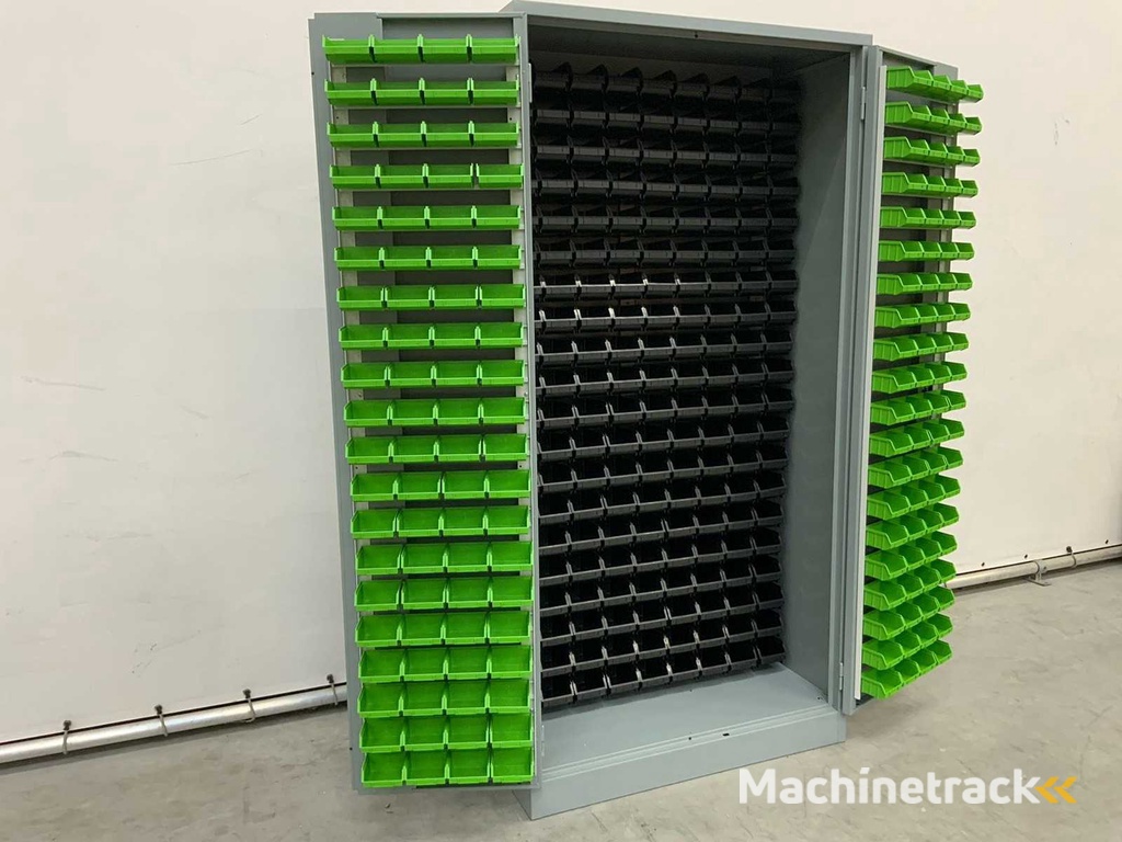 Povag - bin strip cabinet filled with 340 storage bins
