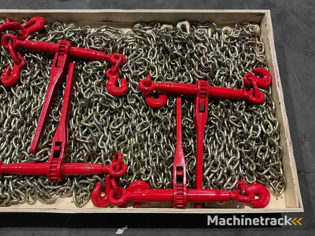 Pallet met 5x ratelspanner en 10x transportketting (2,45 ton)