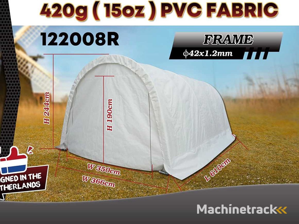 2025 Rhino-Cross-Shelter 122008R - 6,1x3,66x2,44 m Opslagtent / Opslagshelter