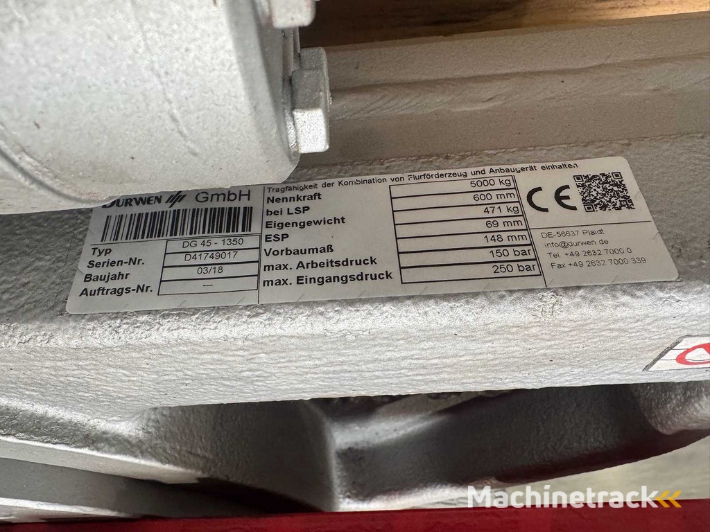 2018 FEM3 Durwen DG45 5.000kg Draaibare Klem Roterend Apparaat Linde H50D E50 H50T