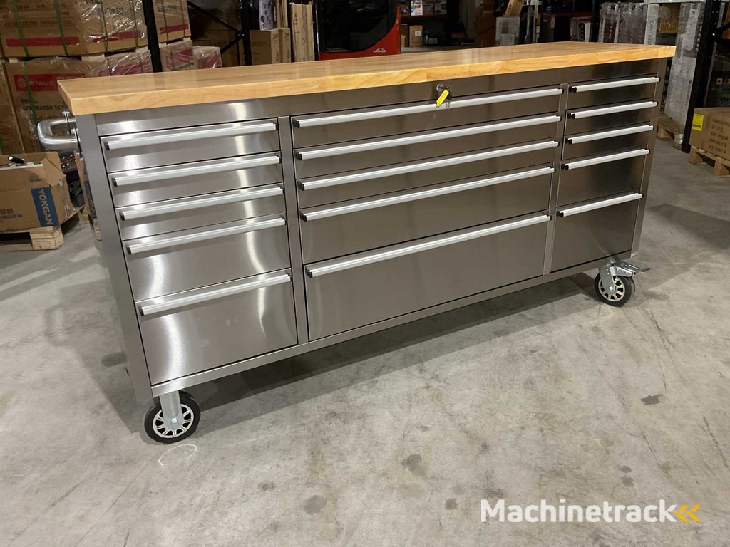 2025 Stahlworks Deluxe Edelstahl 72 Zoll 15 Schubladen Werkbank
