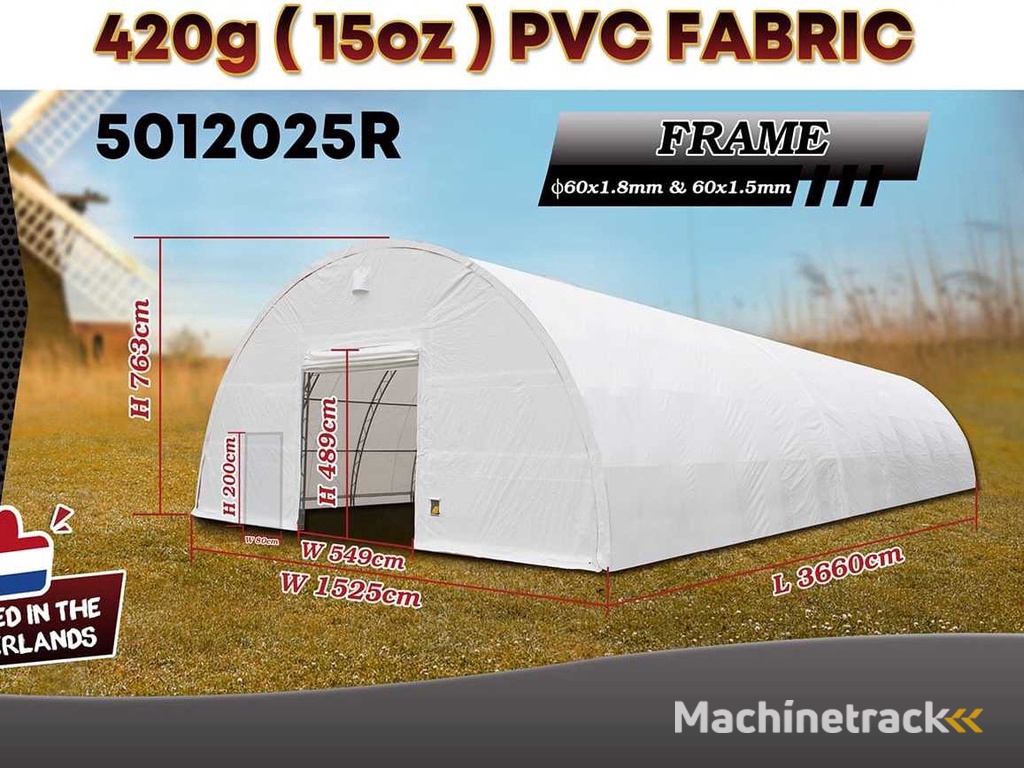 2025 Rhino-Cross-Shelter 5012025R 36,6x15,25x7,625 m Opslagtent / Opslagshelter