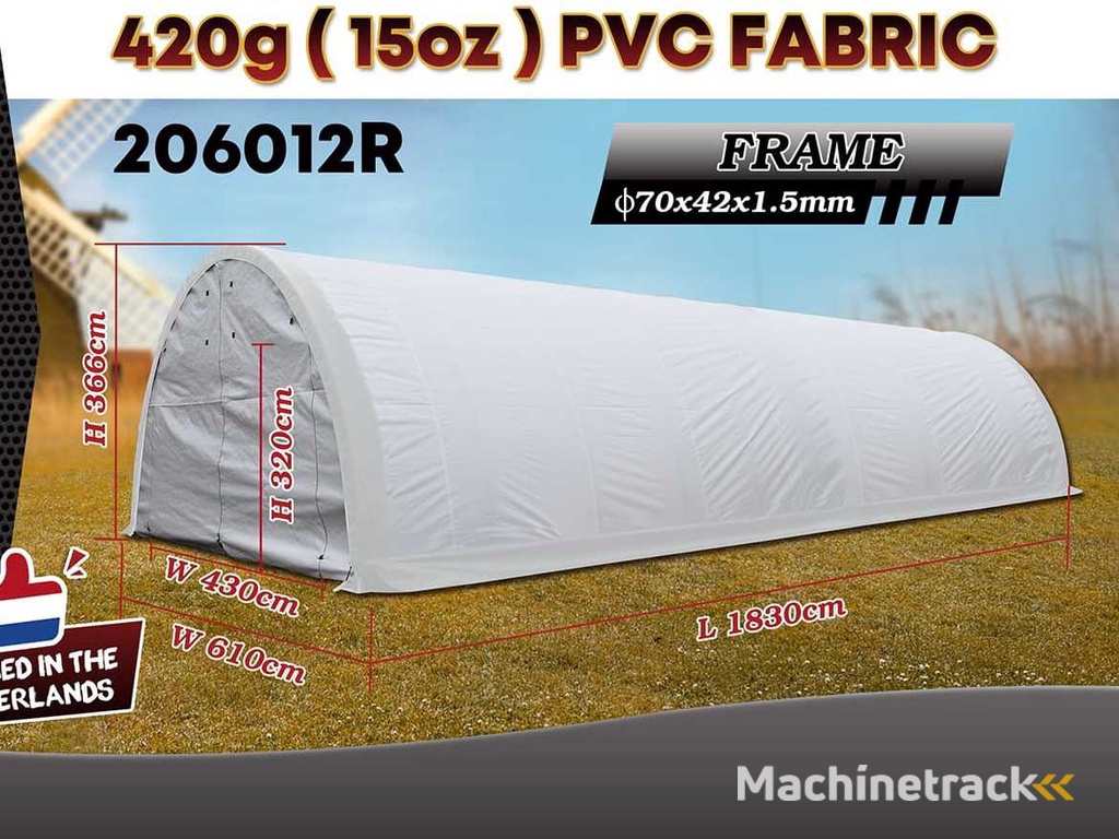 2025 Rhino-Cross-Shelter 206012R - 18,3x6,1x3,66 m Opslagtent / Opslagshelter