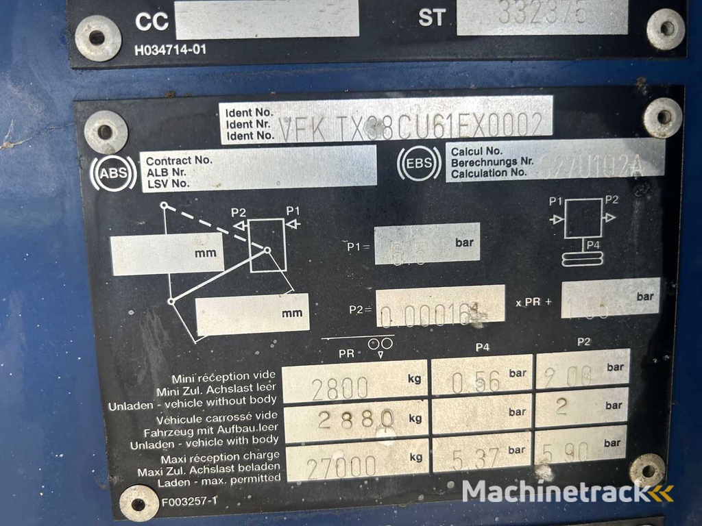 FRUEHAUF 9806 AL IS06 Kipp-Sattelauflieger / Bandwagen