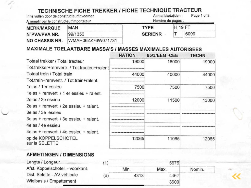 2006 MAN TGA 18.390 trekker - airco en Webasto - automaat