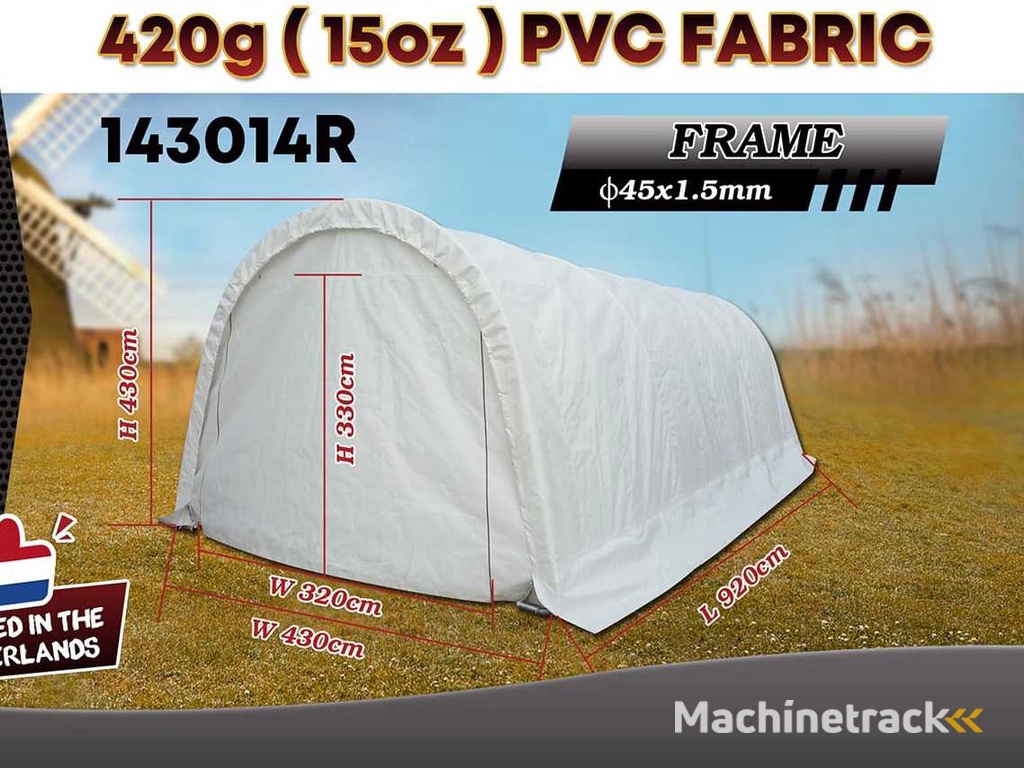 2025 Rhino-Cross-Shelter 143014R - 9,2x4,3x4,3 m Opslagtent / Opslagshelter